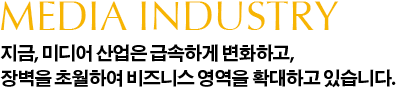 지금, 미디어 산업은 급속하게 변화하고,장벽을 초월하여 비즈니스 영역을 확대하고 있습니다.